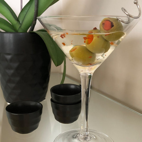 The Saketini with Sake Spicy Tipsy Olives