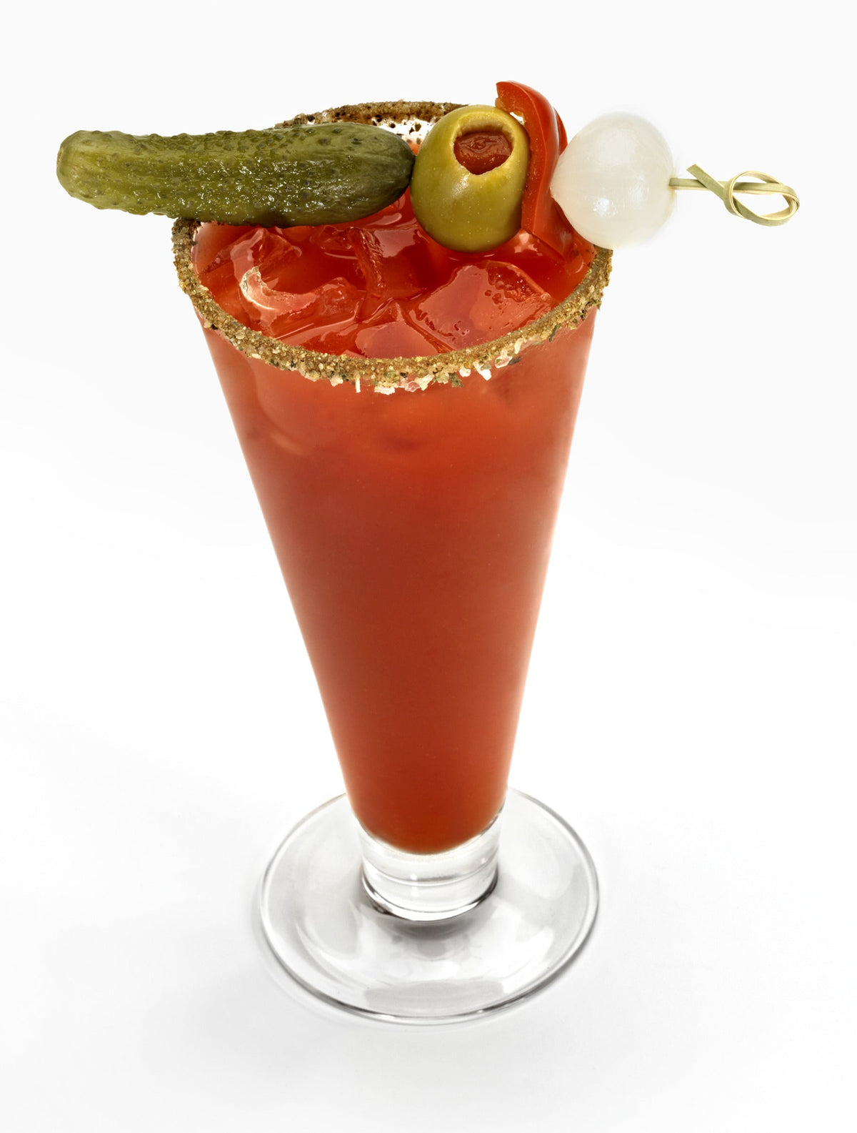 Bloody Mary garnished with Vodka Garlic and Jalapeño Tipsy Olives